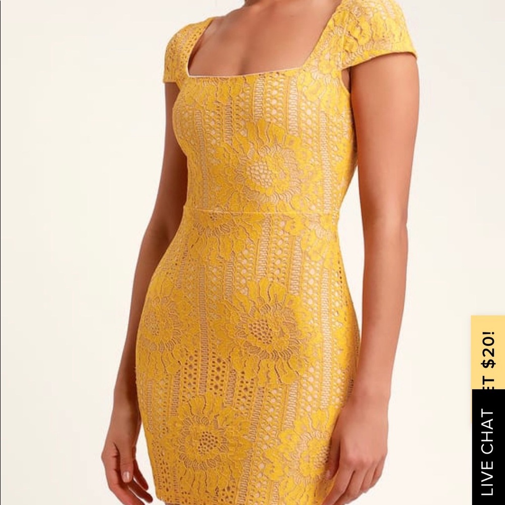 Lulu's Yellow Lace Mini Dress